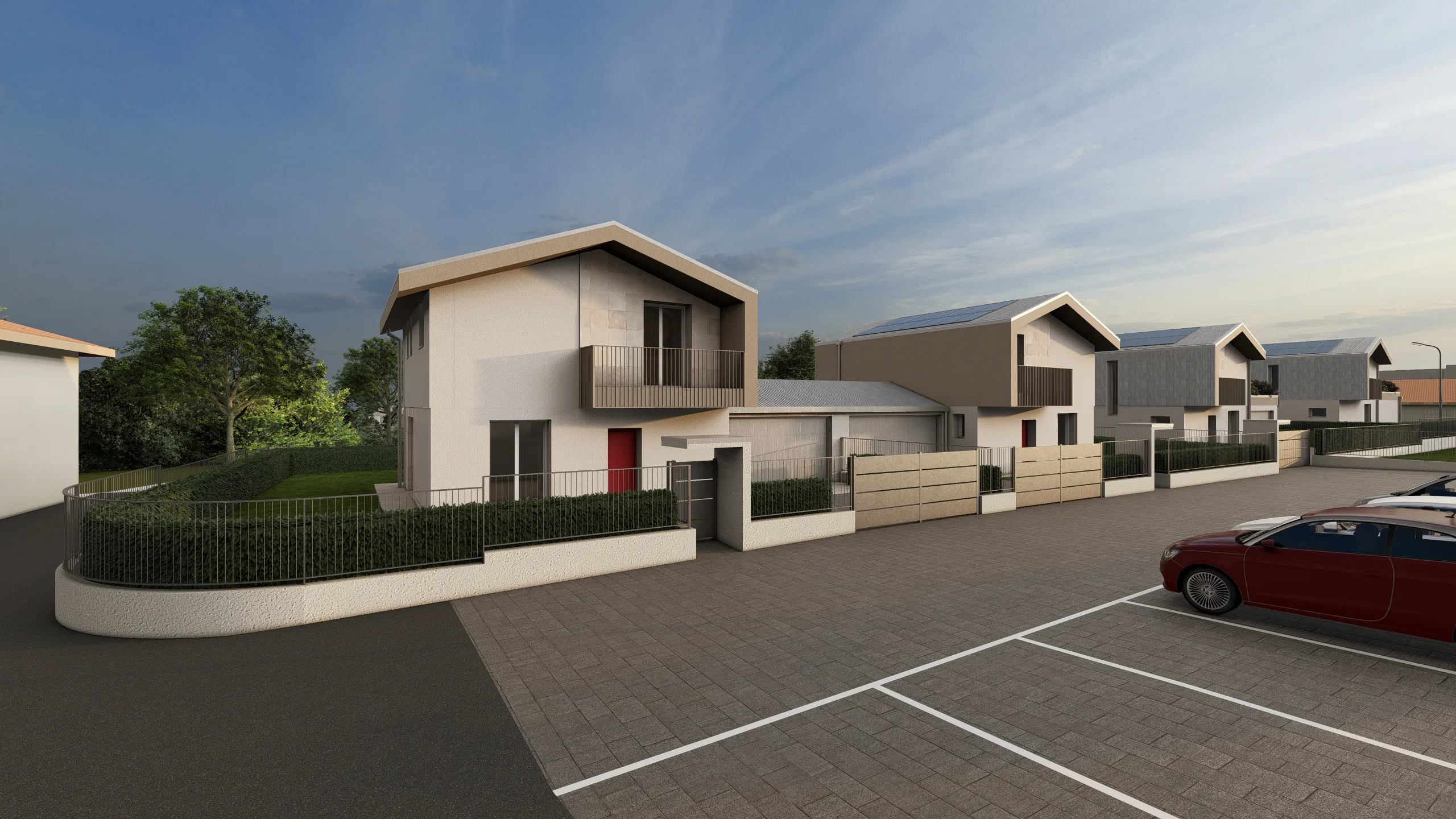 Render di una villa unifamiliare ad Albavilla in provincia di Como