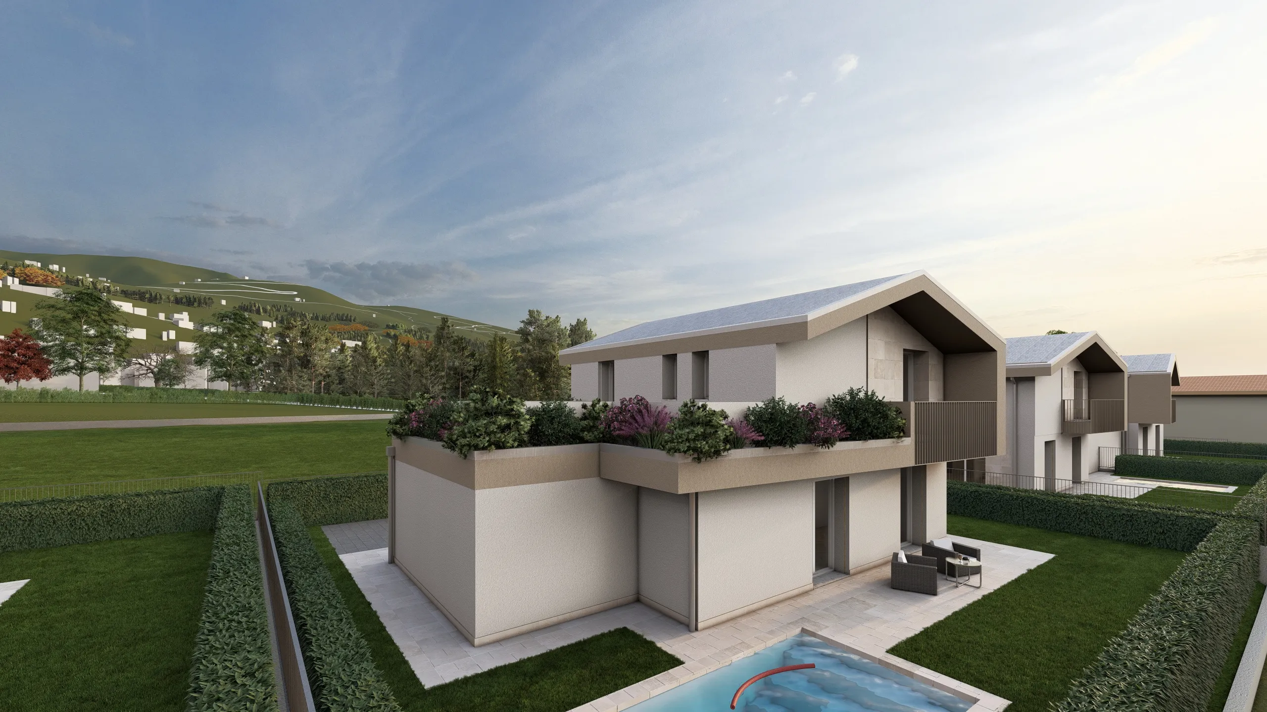 Render di una Villa Unifamiliare ad Albavilla in provincia di Como