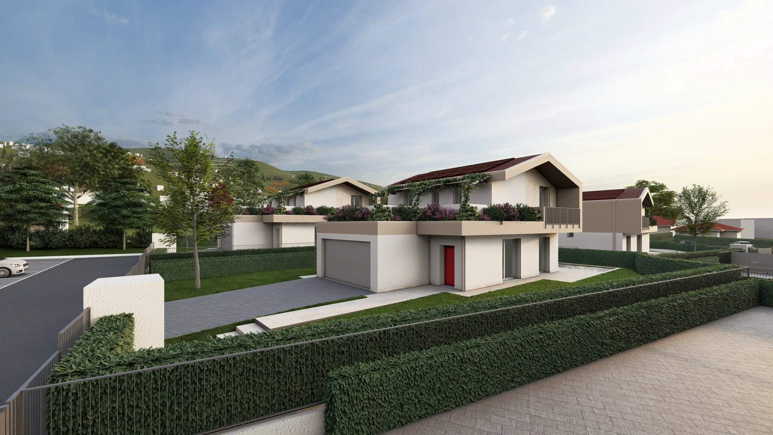 Render di una villa che verrà messa in vendita da Casalino Engineering ad Albavilla in provincia di Como