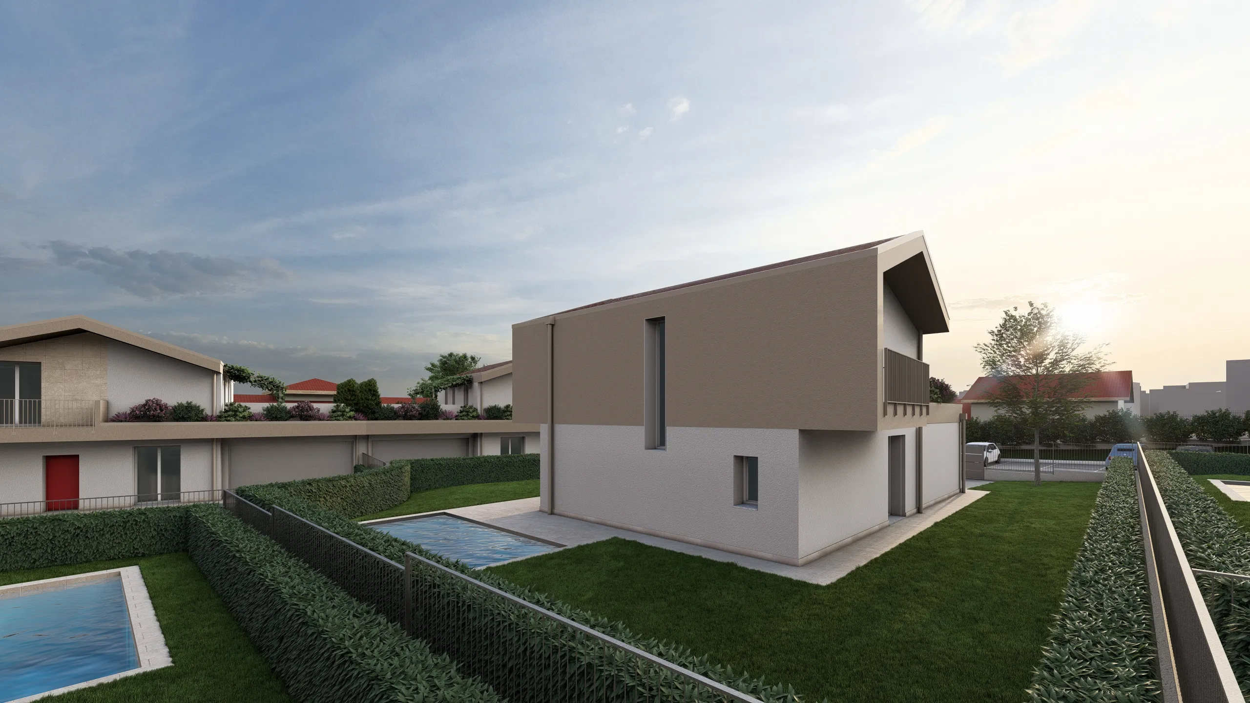 Render di una villa che verrà messa in vendita da Casalino Engineering ad Albavilla in provincia di Como