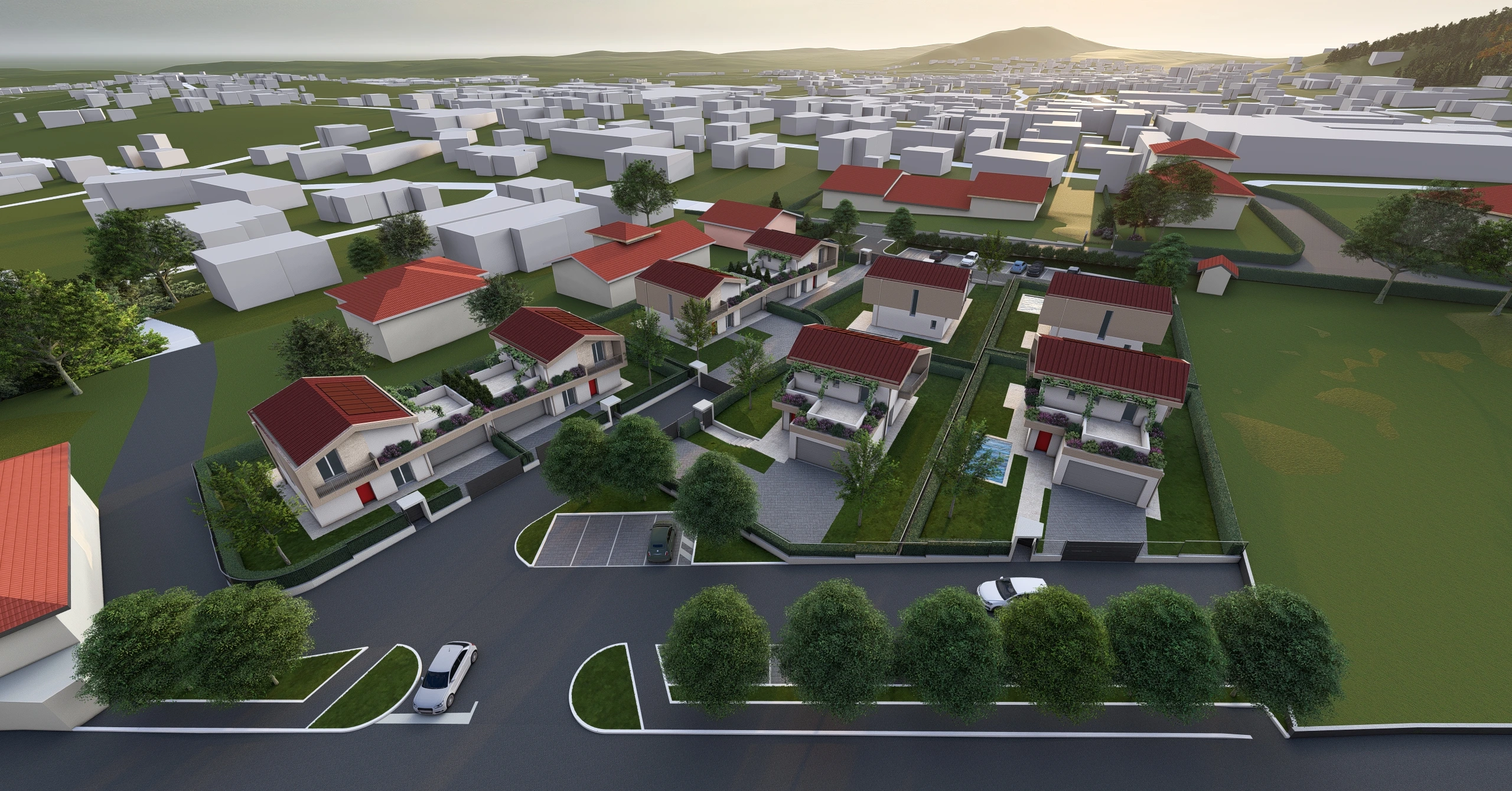 Render del blocco in cui si trova una villa che a gennaio 2026 verrà messa in vendita da Casalino Engineering