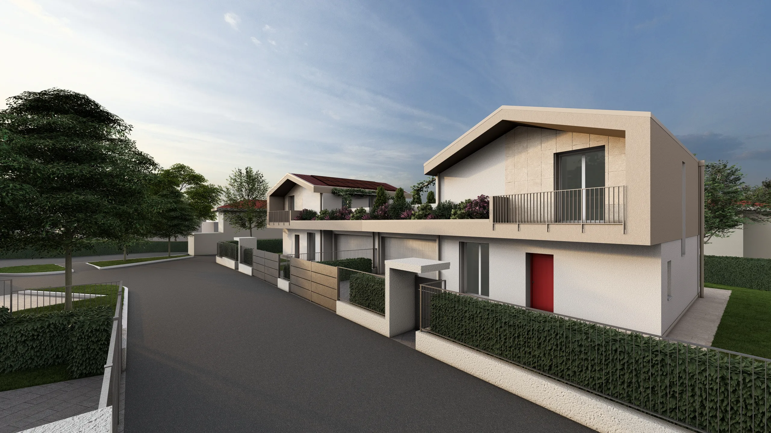 Render di due ville in vendita dalla Casalino Engineering ad Albavilla in provincia di Como