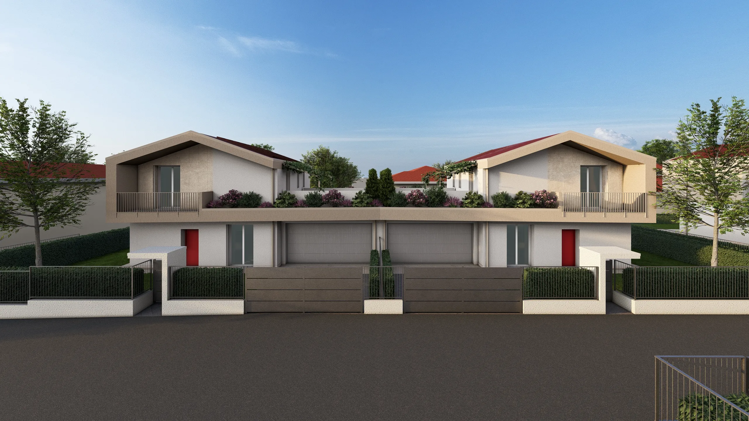Render di due ville in vendita dalla Casalino Engineering ad Albavilla in provincia di Como