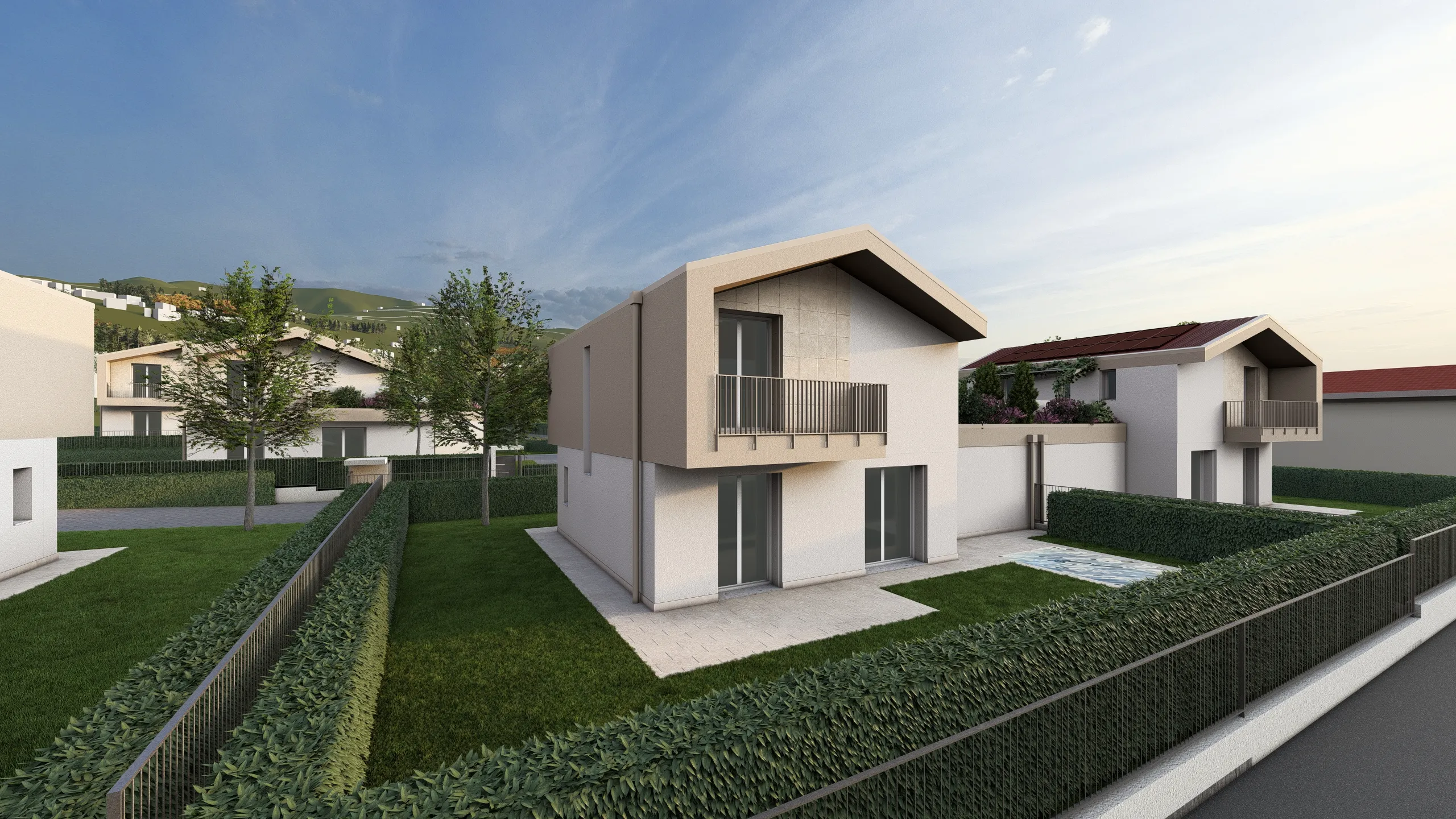 Render di due ville in vendita dalla Casalino Engineering ad Albavilla in provincia di Como