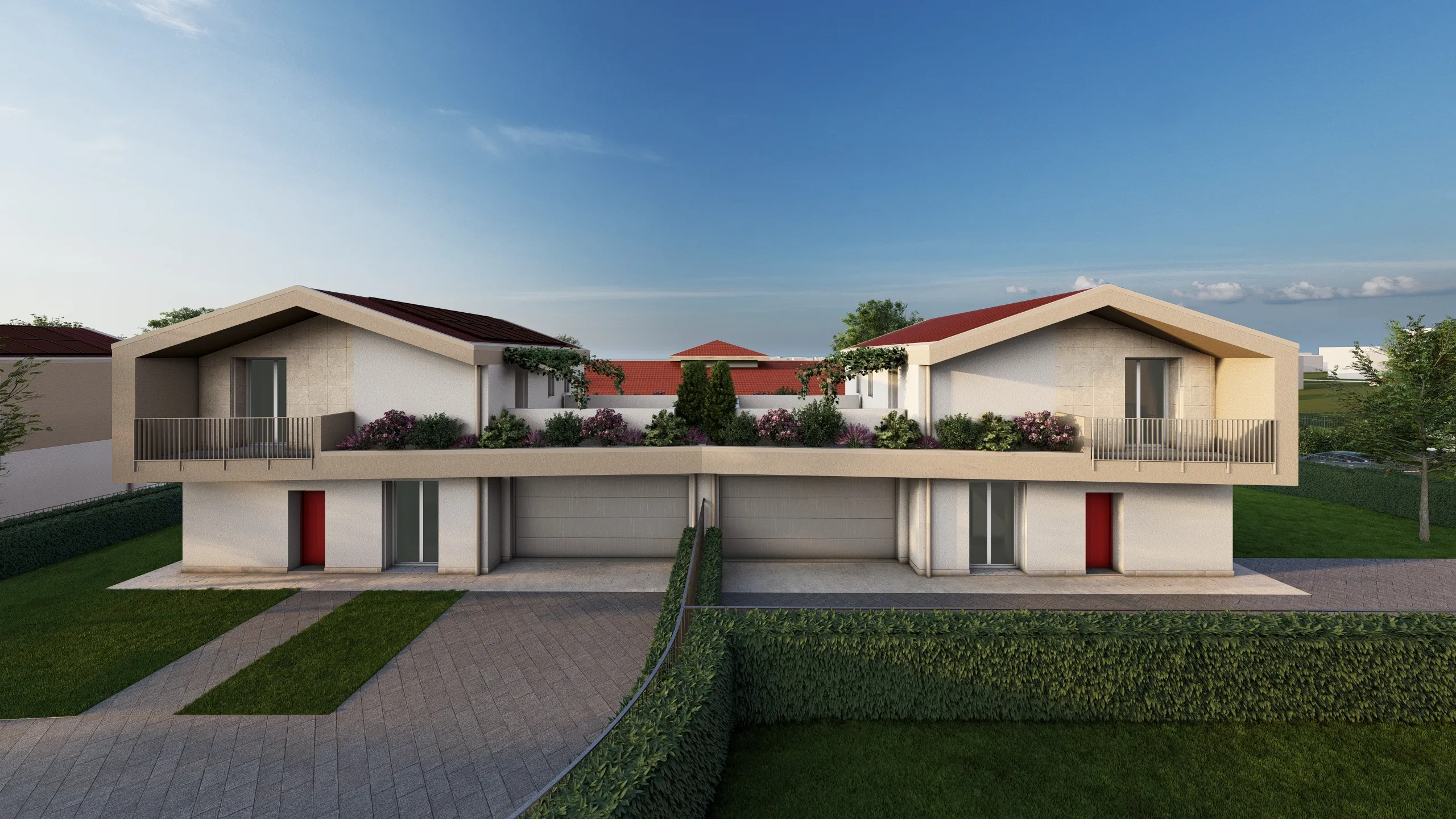 Render di due ville in vendita ad Albavilla (CO) da Casalino Engineering