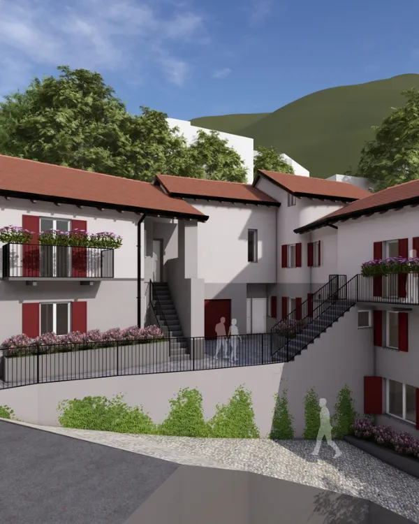 Render di un edificio integralmente ristrutturato dalla Casalino Engineering