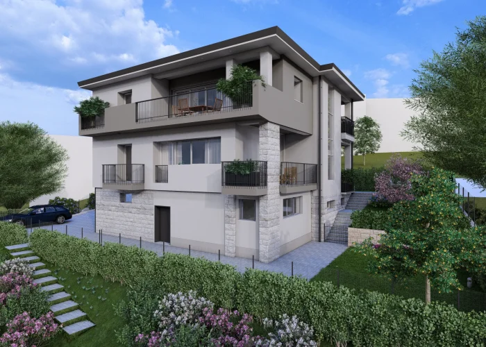 Render di un edificio completamente ristrutturato ad Inverigo, in provincia di Como. La ristrutturazione è ad opera di Casalino Engineering