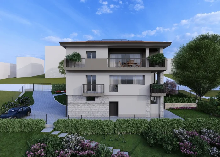 Render di un edificio completamente ristrutturato ad Inverigo, in provincia di Como. La ristrutturazione è ad opera di Casalino Engineering