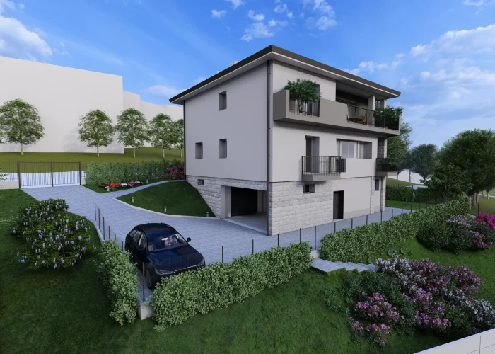 Render di un edificio completamente ristrutturato ad Inverigo, in provincia di Como. La ristrutturazione è ad opera di Casalino Engineering